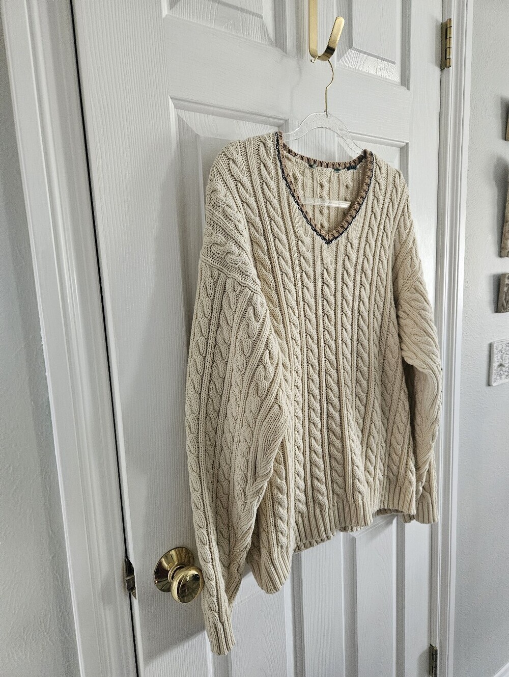 Vintage Ralph Lauren Cream Chunky Cable Knit Oversized Sweater - Picture 5 of 10